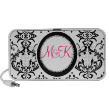 Doodle Speaker Damask Monograms Wedding Pink