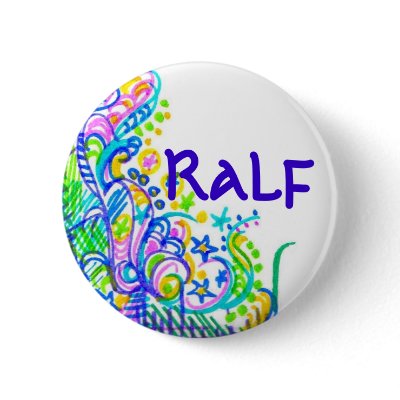 Doodlebugs Blue Graffiti Name Tag Pinback Buttons by dawntheartist