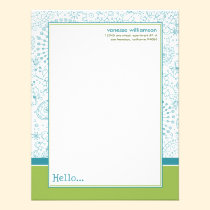 Doodles Custom Flat Note Cards (aqua/lime) invitations