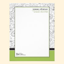 Doodles Custom Flat Note Cards (black/lime) invitations