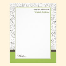 Doodles Custom Flat Note Cards (brown/lime) invitations