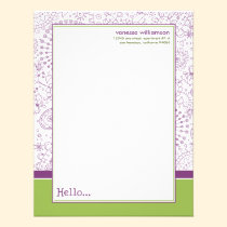 Doodles Custom Flat Note Cards (purple/lime) invitations