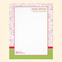 Doodles Custom Flat Note Cards (red/lime) invitations