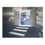 Door opened on a mystic eye postcard