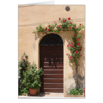 Door with Red Rose Vine Card