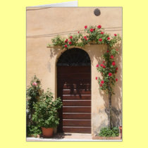 Door with Red Rose Vine cards