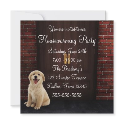 Doors Dog Brick Wall Housewarming Party Custom Announcement by InvitationCentral