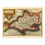 "Dorcetshire" (Dorsetshire) Dorset County Map Postcard
