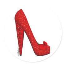 Dorothy Ruby Pump Round Stickers