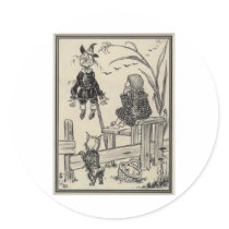 Dorthy, Scarecrow And Toto Round Sticker