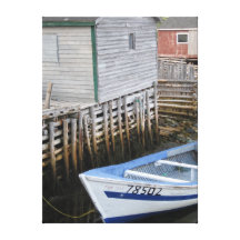 Dory and Fishing Stages Canvas Print