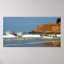 Dory Launch From the Beach at Pacific City, Oregon Print