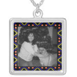 dot pattern photo frame necklaces