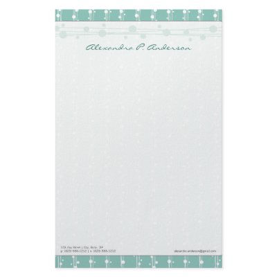 Dots and Straw Aqua Blue Customized Stationery by BeezKneez