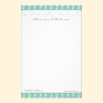 Dots and Straw Aqua Blue Customized Stationery stationery