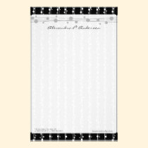 Dots and Straw Black Customized Stationery stationery
