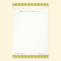 Dots and Straw Gold Customized Stationery stationery