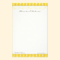 Dots and Straw Lemon Yellow Customized Stationery stationery