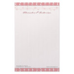 Dots and Straw Salmon Rose Customized Stationery