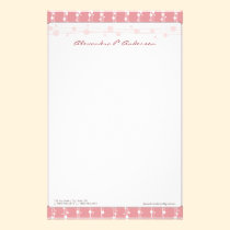 Dots and Straw Salmon Rose Customized Stationery stationery