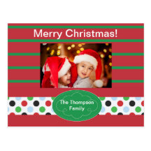 Dots and striped holiday card post cards