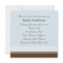 Dots and Stripes Baby Shower Invitation - Blue