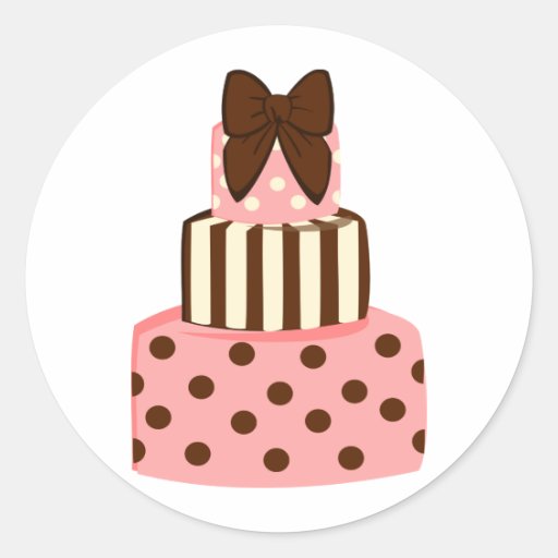 Dots and Stripes Cake Round Stickers