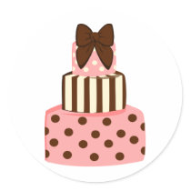 Dots and Stripes Cake Round Stickers