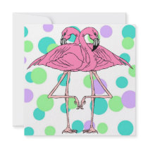 DOTS & FLAMINGOS ANNIVERSARY PARTY INVITATIONS