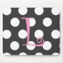 Dotted Black Light Pink Mousepad Initial "L"