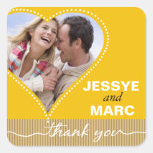 Dotted Heart Photo Thank You yellow sand Sticker