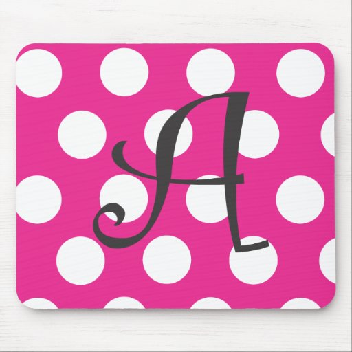 Dotted Hot Pink Mousepad Initial "A"