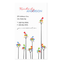 Dotted Trees & Cute Birds Fun Custom Profile Card Business Card Templates