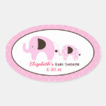 Dottie Elephant (Pink) Custom Oval Favour Sticker stickers
