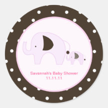 Dottie Elephant (Pink) Favour Stickers 3-inch