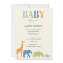 Dotty Animals Baby Shower Invitation - Blue
