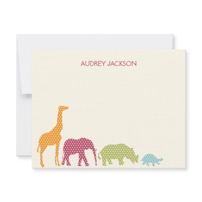 Dotty Animals Thank You Cards - Pink by berryberrysweet
