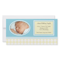 Dotty Checks Boy New Baby Birth Photo Cards
