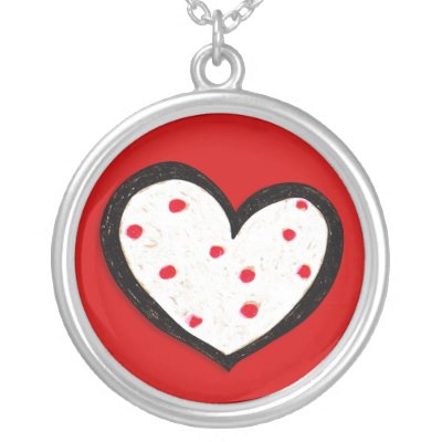 Dotty Heart red Necklace by floatinglemons