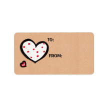 Dotty Hearts kraft Gift Tag Sticker Address Label