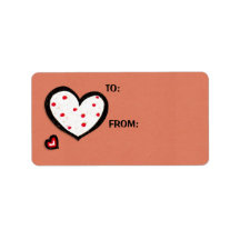 Dotty Hearts kraft red Gift Tag Sticker Labels