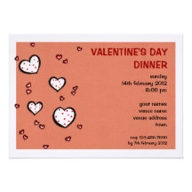 Dotty Hearts kraft red Valentine's Day Dinner Personalized Invitation