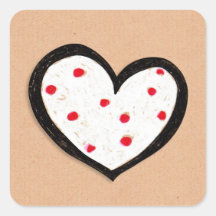 Dotty Hearts kraft Square Sticker