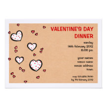 Dotty Hearts kraft Valentine's Day Dinner Invite