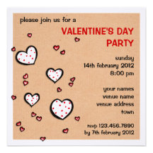 Dotty Hearts kraft Valentine's Day Party Invite