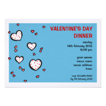 Dotty Hearts turquoise red Valentine's Day Dinner Announcements
