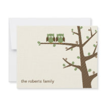 Dotty Owl Twins Thank You Cards Invitation