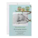Dotty Owls Baby Boy Birth Announcement