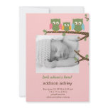 Dotty Owls Baby Girl Birth Announcement