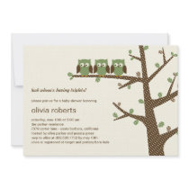 Dotty Owls Triplets Baby Shower Invitation